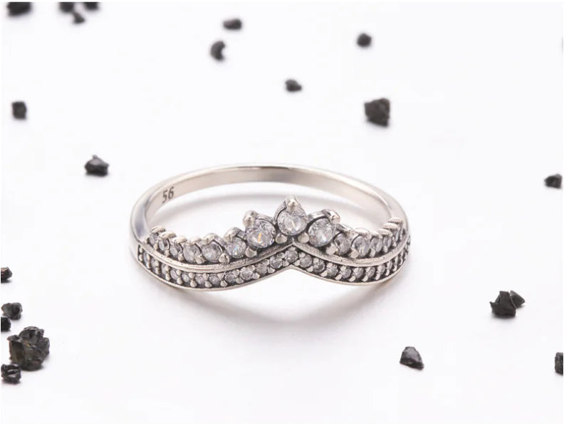 925 Silver Fairy Princess Crown Ring for Women