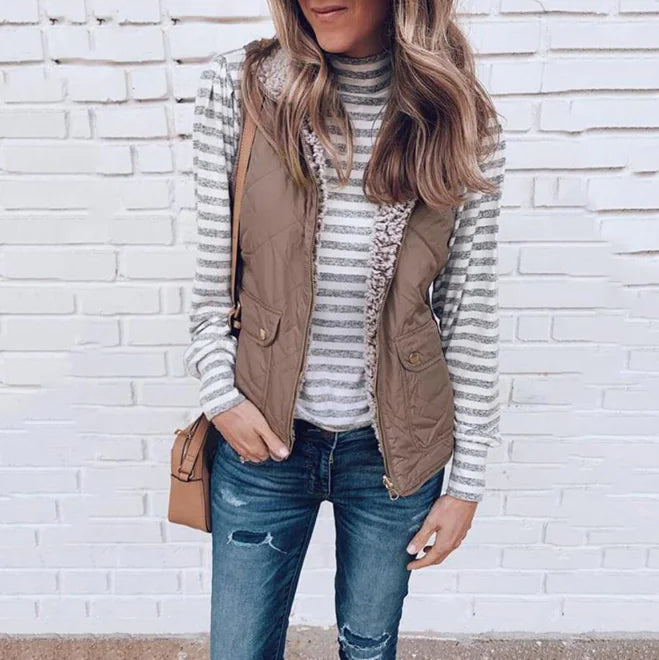 Reversible Zip Pocket Women's Vest for Fall/Winter