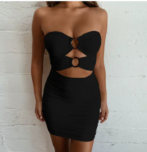 Bodycon Dress with Ruching and Zipper Detail