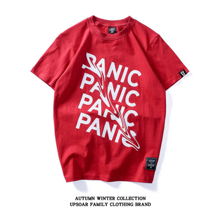 Panic Short Sleeve Men's T-Shirt with Letter Print