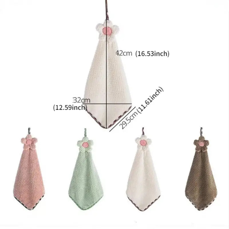 Coral Fleece Fingertip Towel with Loop, Quick-Dry