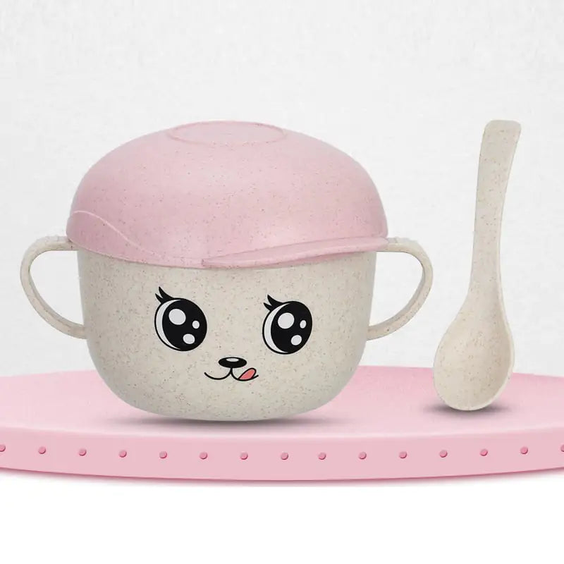 Drop-Proof Children's Bowl with Scalding Spoon & Cover