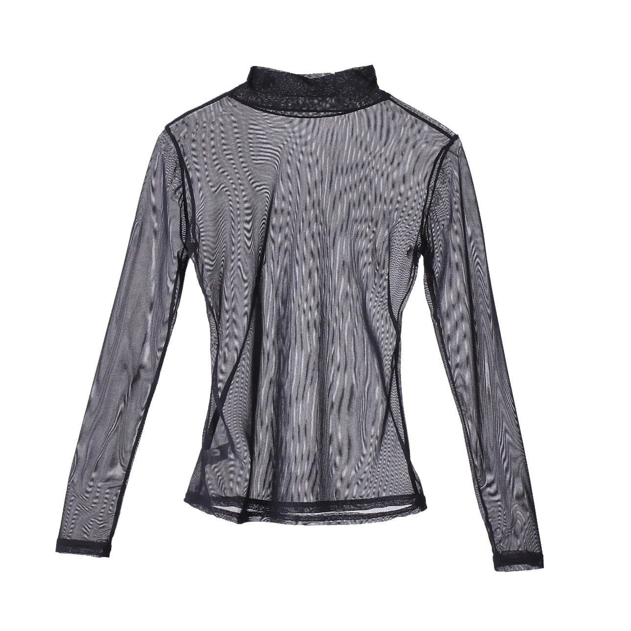 Sexy Long Sleeve Sheer Turtleneck Top for Women