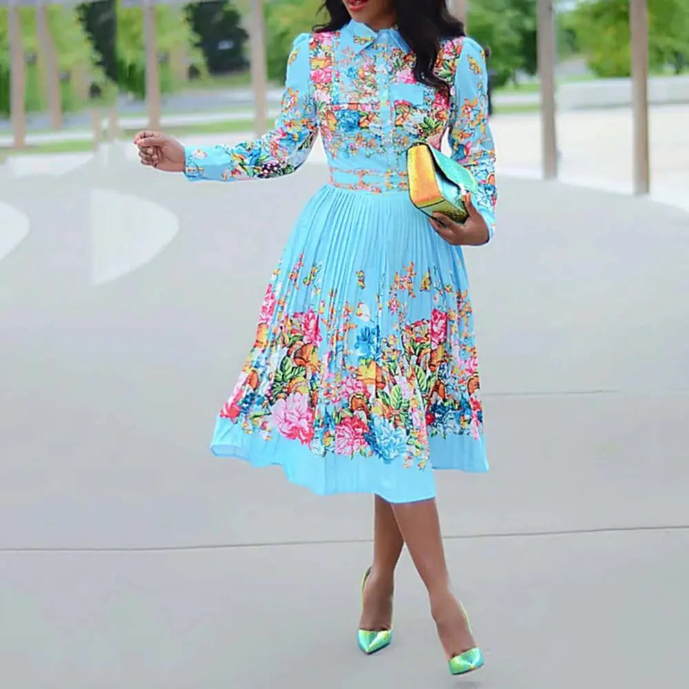 Floral Pleated Skirt - Fresh Stylish A-Line Dress