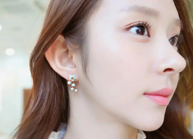 Silver-Plated Leaf and Branch Fashion Earrings