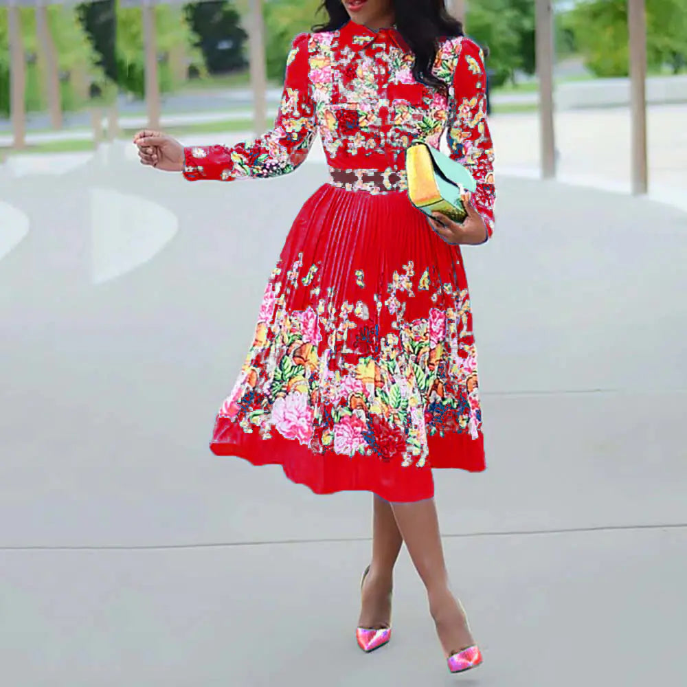 Floral Pleated Skirt - Fresh Stylish A-Line Dress