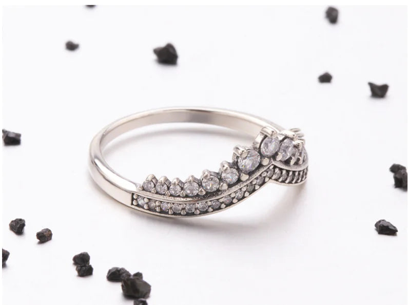 925 Silver Fairy Princess Crown Ring for Women