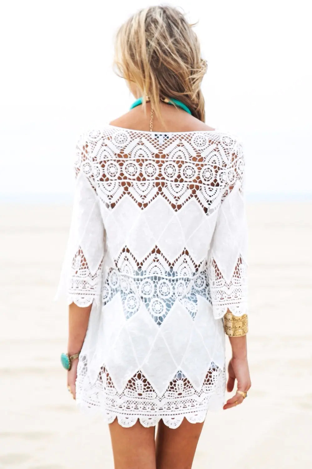 Hollow Crochet Beach Cover-Up Dress for Bikini