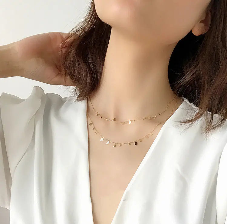G/S Kristine French Style Layered Disc Choker Necklace