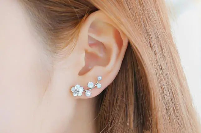 Silver-Plated Leaf and Branch Fashion Earrings