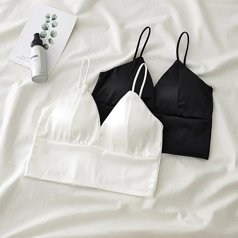 Satin Cami with Removable Pads and Wireless Design