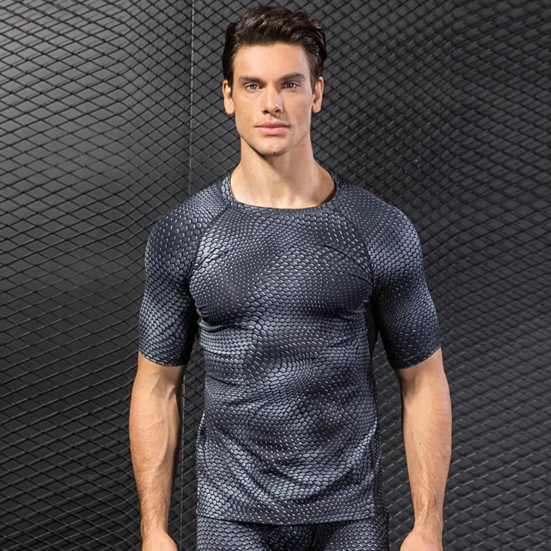 Men's 3D Printed Quick Dry Short Sleeve Training Top