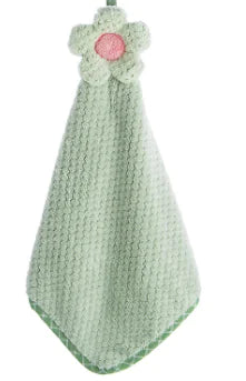 Coral Fleece Fingertip Towel with Loop, Quick-Dry
