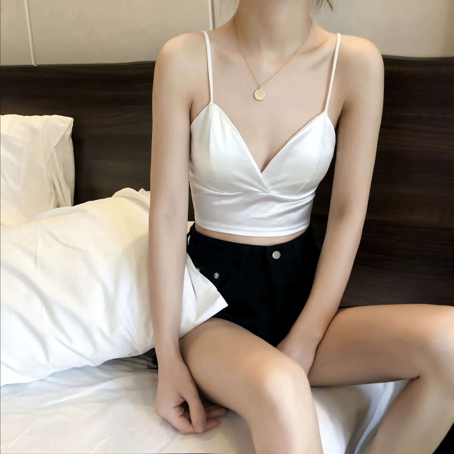 Satin Cami with Removable Pads and Wireless Design