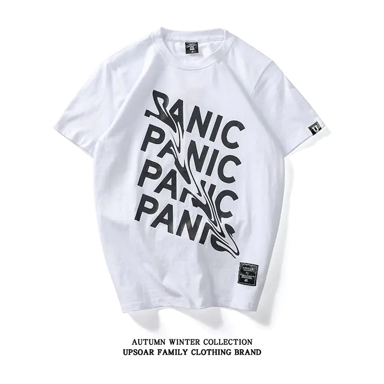 Panic Short Sleeve Men's T-Shirt with Letter Print