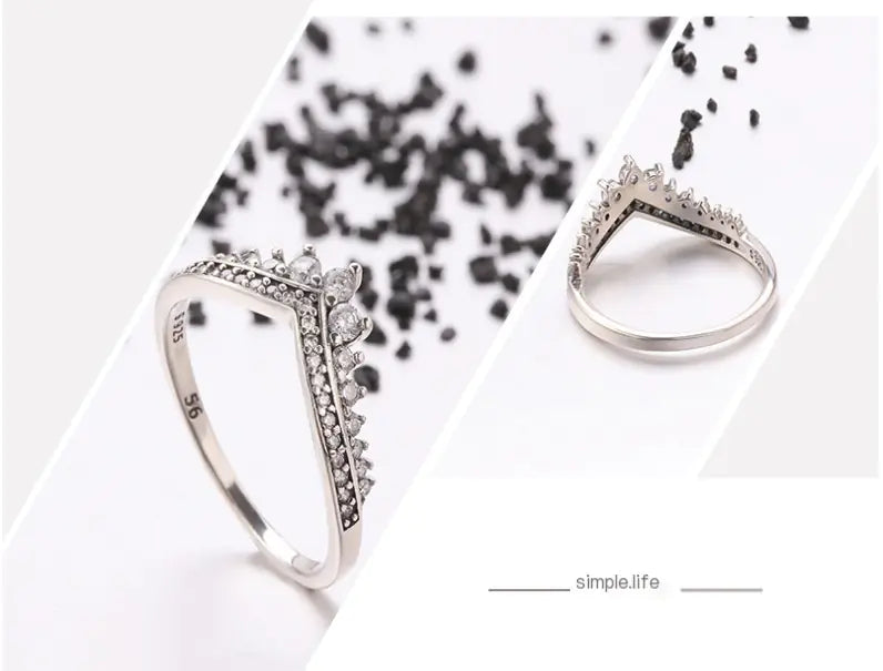 925 Silver Fairy Princess Crown Ring for Women