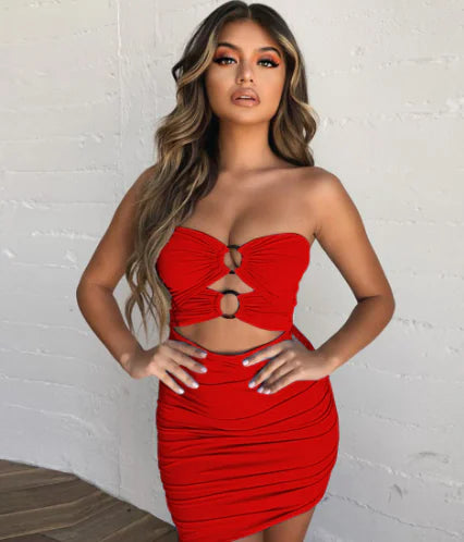 Bodycon Dress with Ruching and Zipper Detail