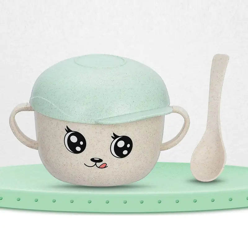 Drop-Proof Children's Bowl with Scalding Spoon & Cover