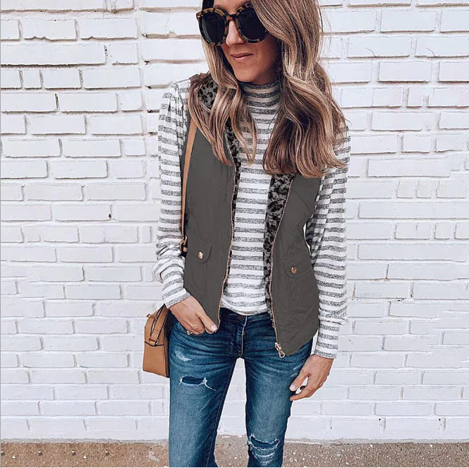 Reversible Zip Pocket Women's Vest for Fall/Winter