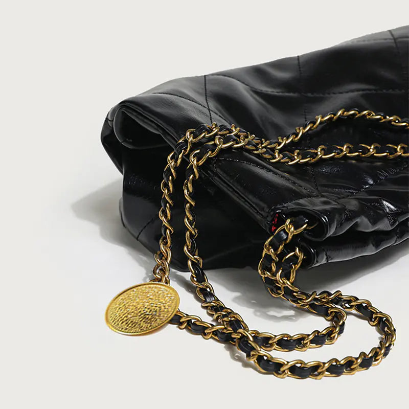 Luxury Black Leather Tote Bags for Women - Large Capacity